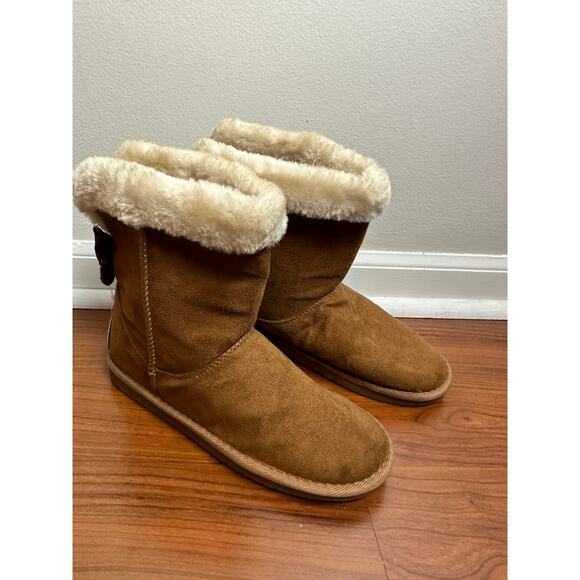 Sonoma Lifestyle Girls 5 Medium Brown Winter Boots with Bows - Picture 2 of 11